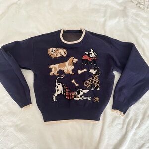 Women’s Navy Sweater with Dog Motif